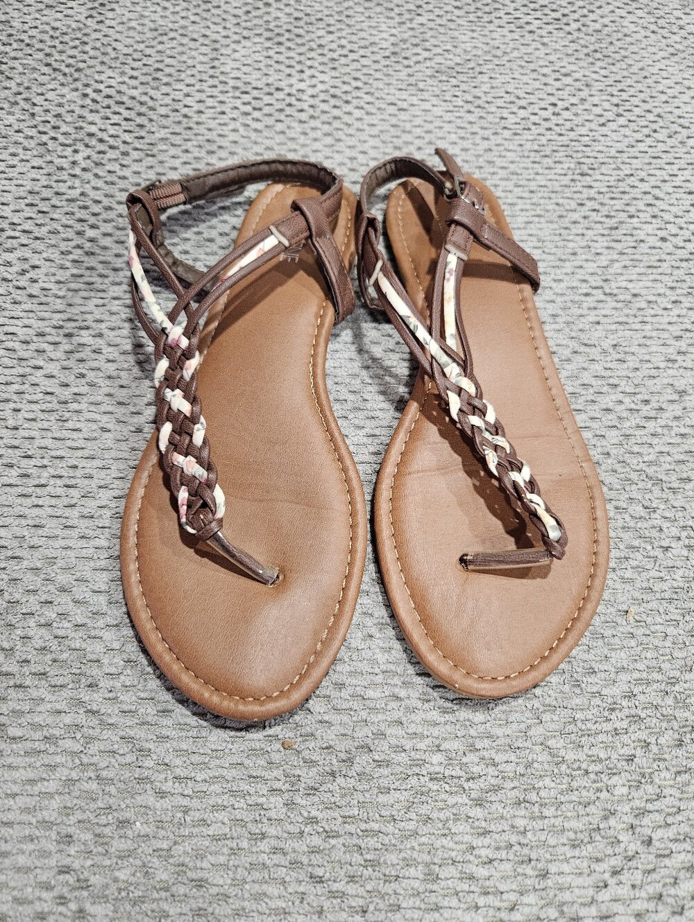 3/$15! Brown Braided Sandals, 7